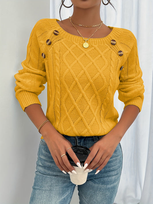 Casual Dames Sweater met Kabelknopen