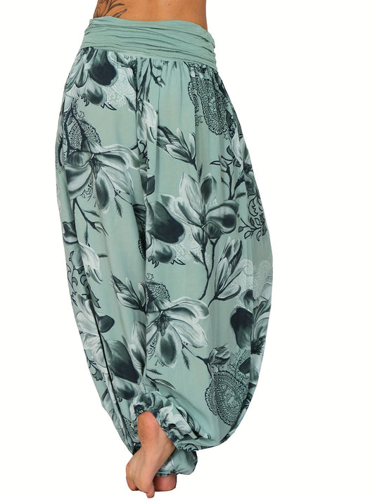 Boho Bloemenprint Harembroek met Ruches